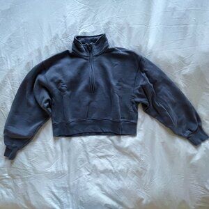 Aritzia Sweatfleece Boyfriend Fit Cropped Quarter Zip